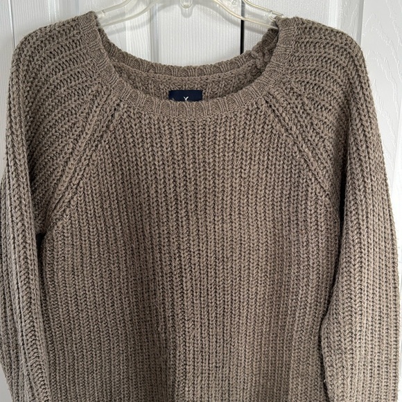 American Eagle Outfitters Women's Jegging Chunky Knit Sweater- Gray/Taupe - M - Picture 2 of 7
